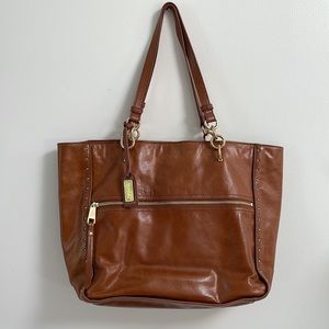 Badgley Mischka brown leather tote bag